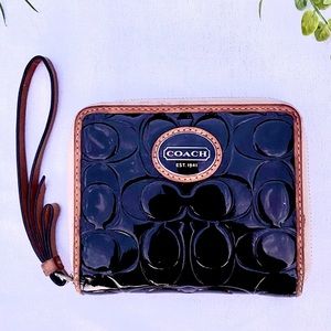 Black & Brown Coach C Logo Wristlet